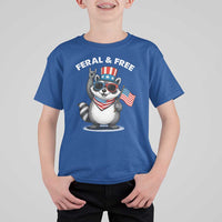 Funny Raccoon July 4th T Shirt For Kid Patriotic Trash Panda Feral But Free - Wonder Print Shop