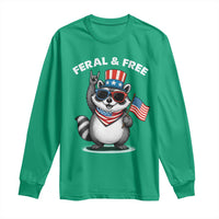 Funny Raccoon July 4th Long Sleeve Shirt Patriotic Trash Panda Feral But Free - Wonder Print Shop