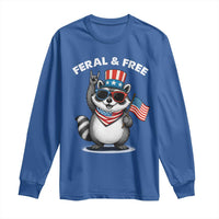 Funny Raccoon July 4th Long Sleeve Shirt Patriotic Trash Panda Feral But Free - Wonder Print Shop