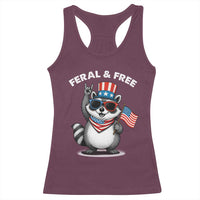 Funny Raccoon July 4th Racerback Tank Top Patriotic Trash Panda Feral But Free - Wonder Print Shop
