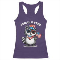 Funny Raccoon July 4th Racerback Tank Top Patriotic Trash Panda Feral But Free - Wonder Print Shop