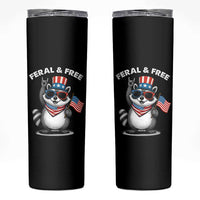 Funny Raccoon July 4th Skinny Tumbler Patriotic Trash Panda Feral But Free - Wonder Print Shop