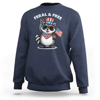 Funny Raccoon July 4th Sweatshirt Patriotic Trash Panda Feral But Free - Wonder Print Shop