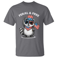 Funny Raccoon July 4th T Shirt Patriotic Trash Panda Feral But Free - Wonder Print Shop