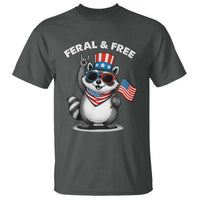 Funny Raccoon July 4th T Shirt Patriotic Trash Panda Feral But Free - Wonder Print Shop
