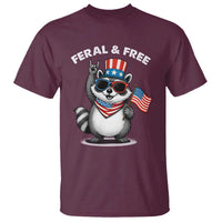 Funny Raccoon July 4th T Shirt Patriotic Trash Panda Feral But Free - Wonder Print Shop