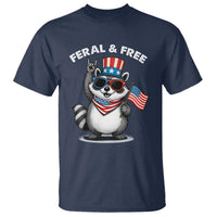 Funny Raccoon July 4th T Shirt Patriotic Trash Panda Feral But Free - Wonder Print Shop