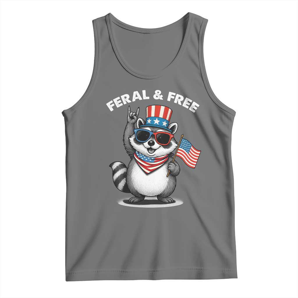 Funny Raccoon July 4th Tank Top Patriotic Trash Panda Feral But Free - Wonder Print Shop