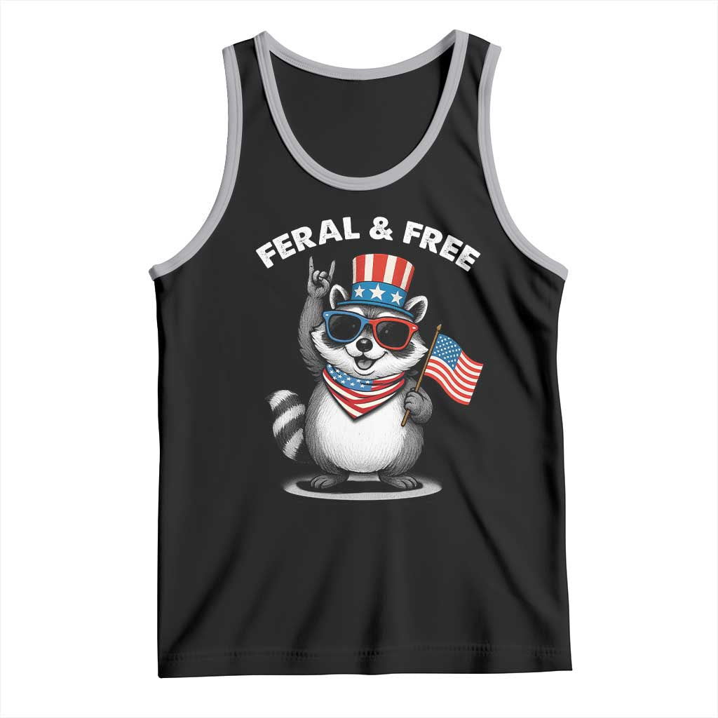 Funny Raccoon July 4th Tank Top Patriotic Trash Panda Feral But Free - Wonder Print Shop