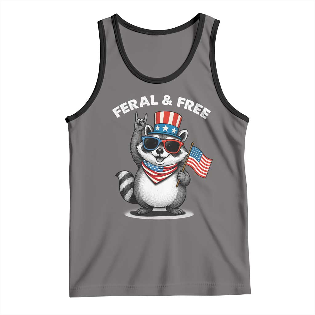 Funny Raccoon July 4th Tank Top Patriotic Trash Panda Feral But Free - Wonder Print Shop