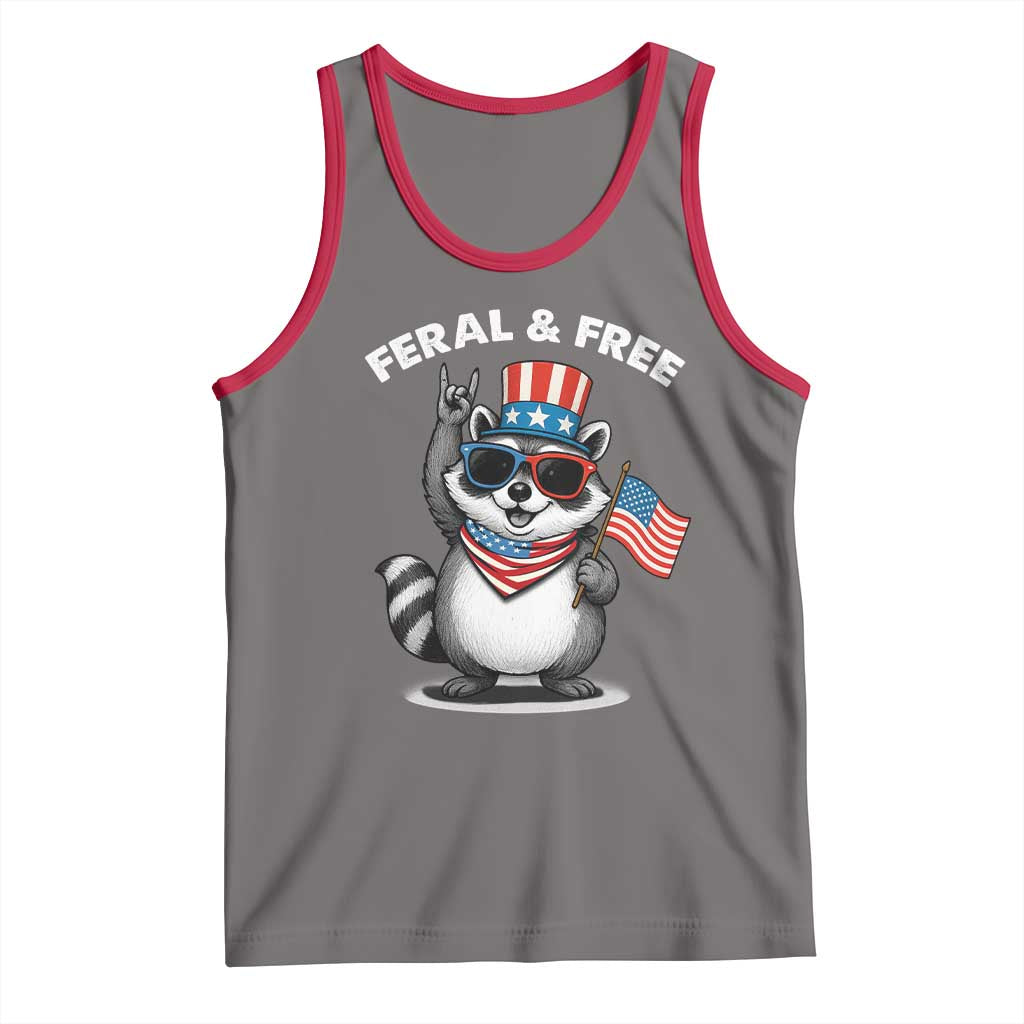 Funny Raccoon July 4th Tank Top Patriotic Trash Panda Feral But Free - Wonder Print Shop