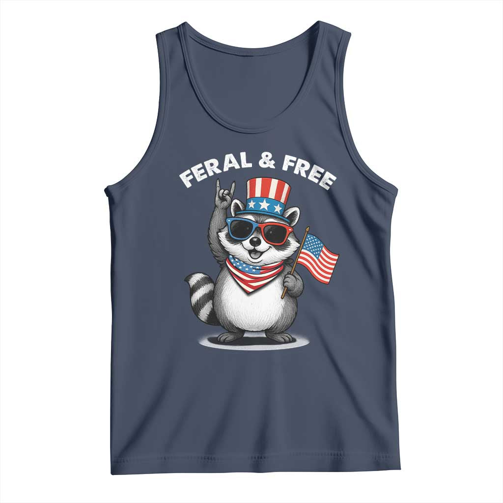 Funny Raccoon July 4th Tank Top Patriotic Trash Panda Feral But Free - Wonder Print Shop