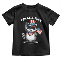 Funny Raccoon July 4th Toddler T Shirt Patriotic Trash Panda Feral But Free - Wonder Print Shop