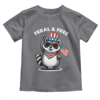 Funny Raccoon July 4th Toddler T Shirt Patriotic Trash Panda Feral But Free - Wonder Print Shop