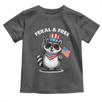 Funny Raccoon July 4th Toddler T Shirt Patriotic Trash Panda Feral But Free - Wonder Print Shop