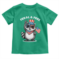 Funny Raccoon July 4th Toddler T Shirt Patriotic Trash Panda Feral But Free - Wonder Print Shop