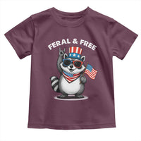 Funny Raccoon July 4th Toddler T Shirt Patriotic Trash Panda Feral But Free - Wonder Print Shop
