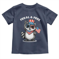 Funny Raccoon July 4th Toddler T Shirt Patriotic Trash Panda Feral But Free - Wonder Print Shop