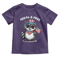 Funny Raccoon July 4th Toddler T Shirt Patriotic Trash Panda Feral But Free - Wonder Print Shop
