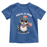 Funny Raccoon July 4th Toddler T Shirt Patriotic Trash Panda Feral But Free - Wonder Print Shop