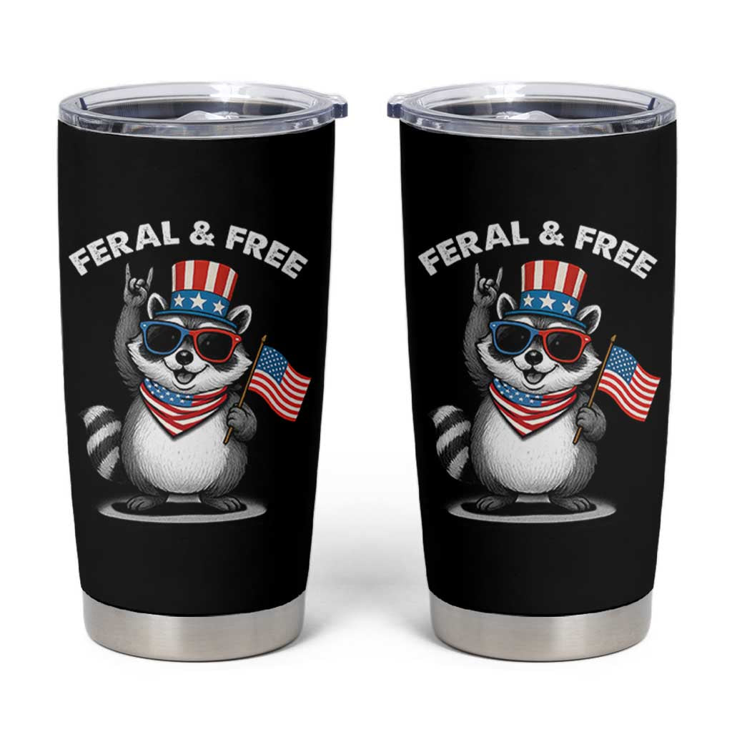 Funny Raccoon July 4th Tumbler Cup Patriotic Trash Panda Feral But Free - Wonder Print Shop