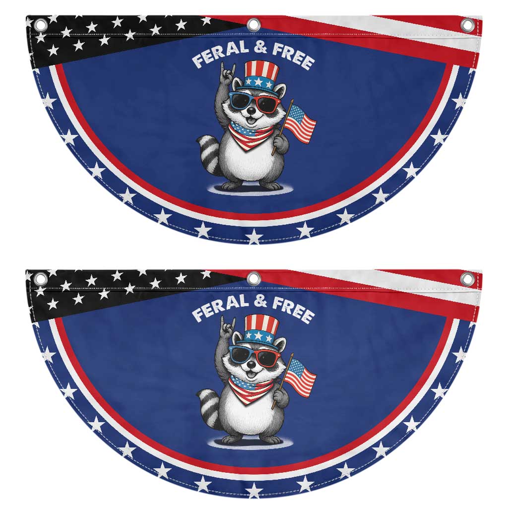 Funny Raccoon July 4th Patriotic Fan Flag Trash Panda Feral But Free