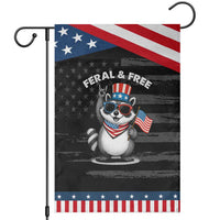 Funny Raccoon July 4th Garden Flag Patriotic Trash Panda Feral But Free