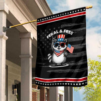 Funny Raccoon July 4th Garden Flag Patriotic Trash Panda Feral But Free