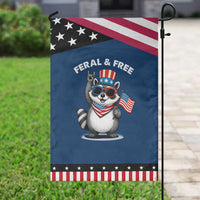 Funny Raccoon July 4th Garden Flag Patriotic Trash Panda Feral But Free