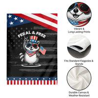 Funny Raccoon July 4th Garden Flag Patriotic Trash Panda Feral But Free