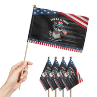 Funny Raccoon July 4th Patriotic Handheld Flag Trash Panda Feral But Free