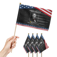 Funny Abraham Lincoln Ford's Theatre Patriotic Handheld Flag 4th of July History Awful Would Not Recommend