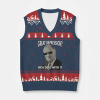 FDR Great Depression Deal With It V-Neck Knit Sweater Vest Funny History Meme