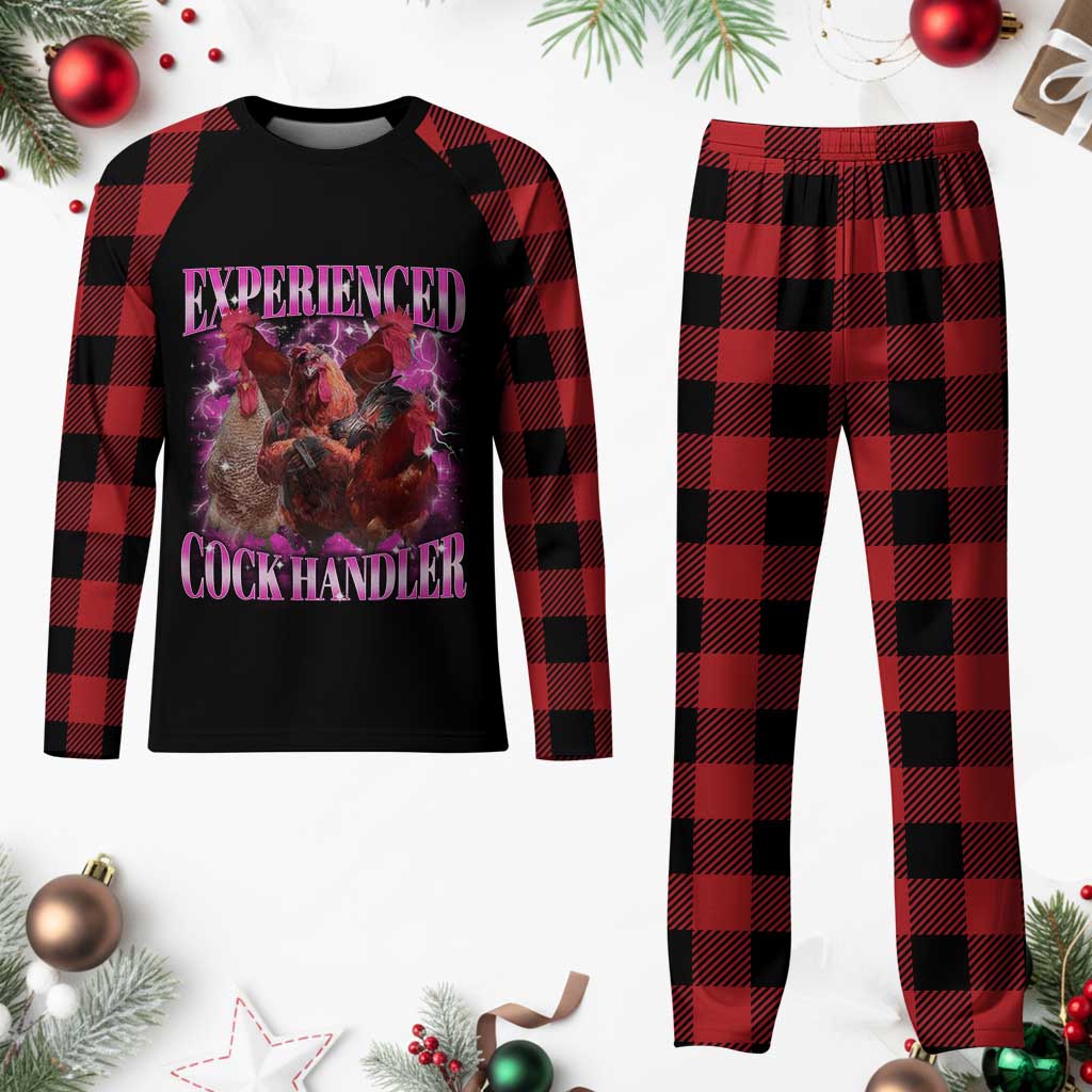 Embarrassing Adult Humor Experienced Cock Handler Inappropriate Plaid Pajama Set - Wonder Print Shop