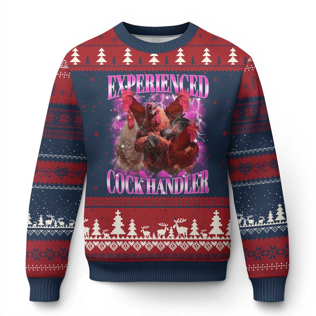 Embarrassing Adult Humor Experienced Cock Handler Inappropriate Ugly Christmas Sweater - Wonder Print Shop