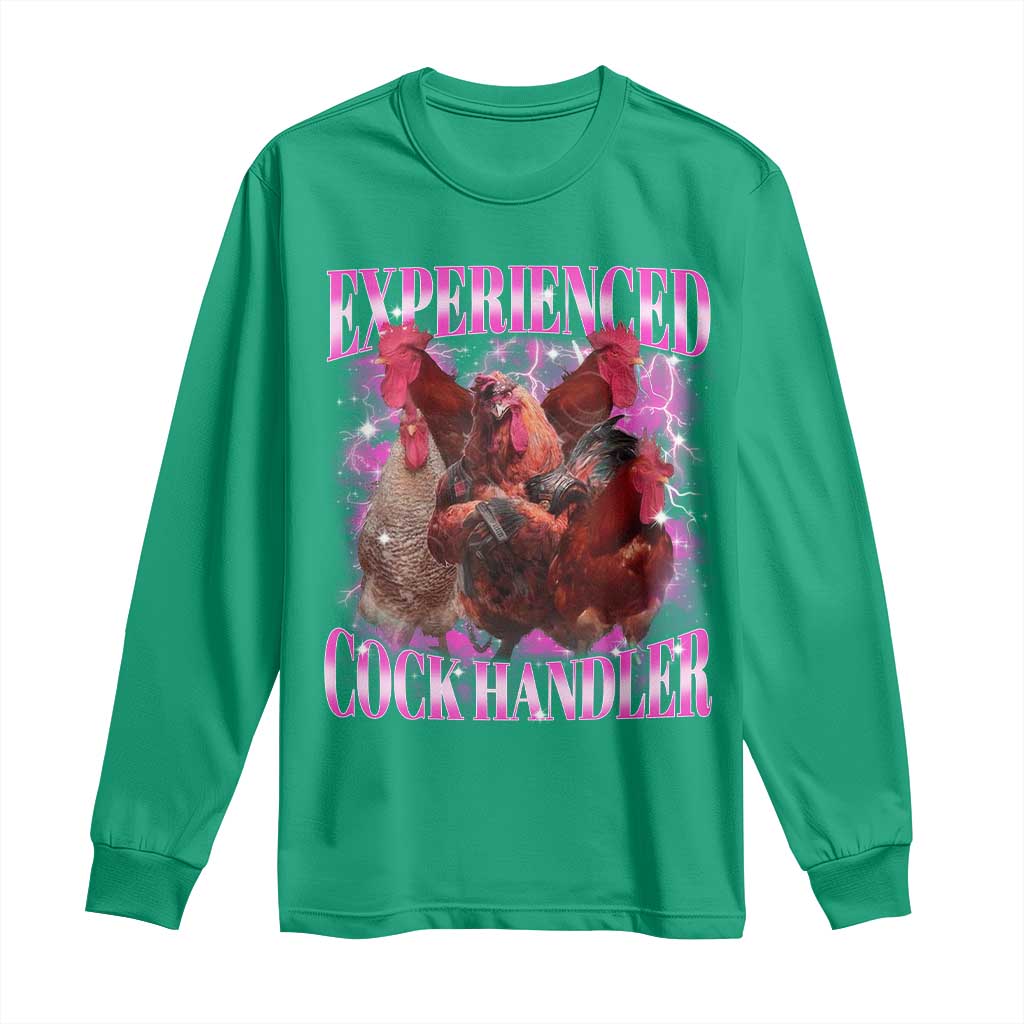 Embarrassing Adult Humor Experienced Cock Handler Inappropriate Long Sleeve Shirt - Wonder Print Shop