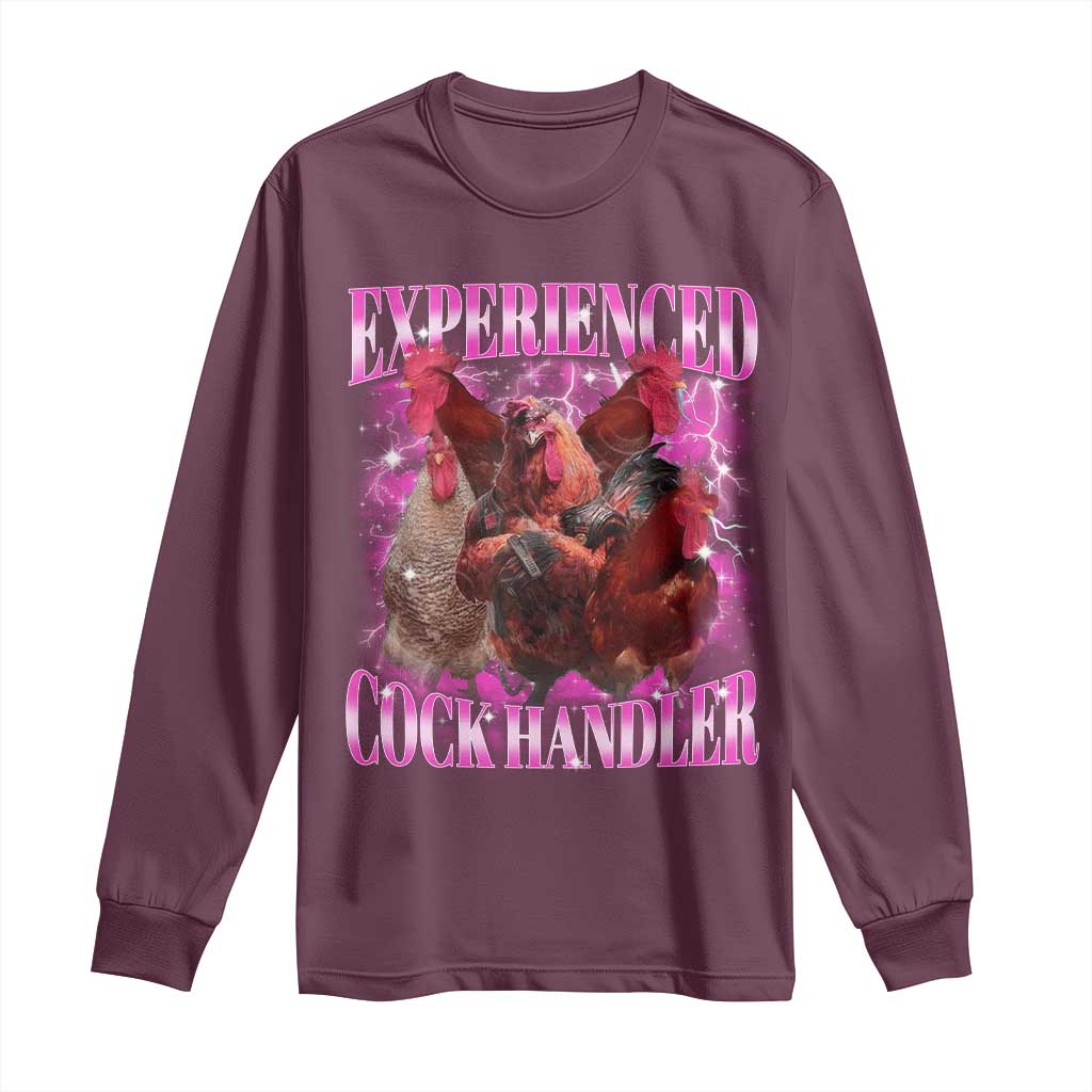 Embarrassing Adult Humor Experienced Cock Handler Inappropriate Long Sleeve Shirt - Wonder Print Shop