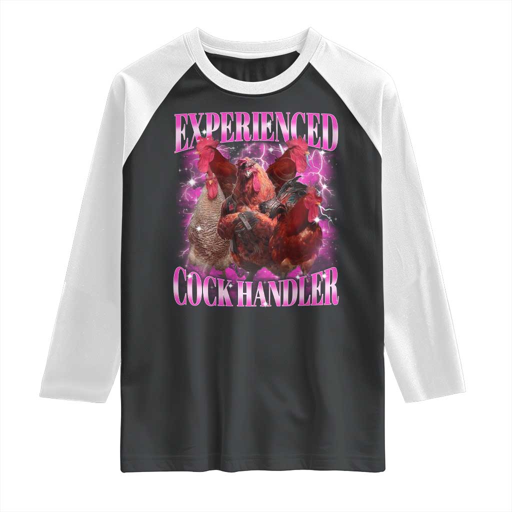 Embarrassing Adult Humor Experienced Cock Handler Inappropriate Raglan Shirt - Wonder Print Shop