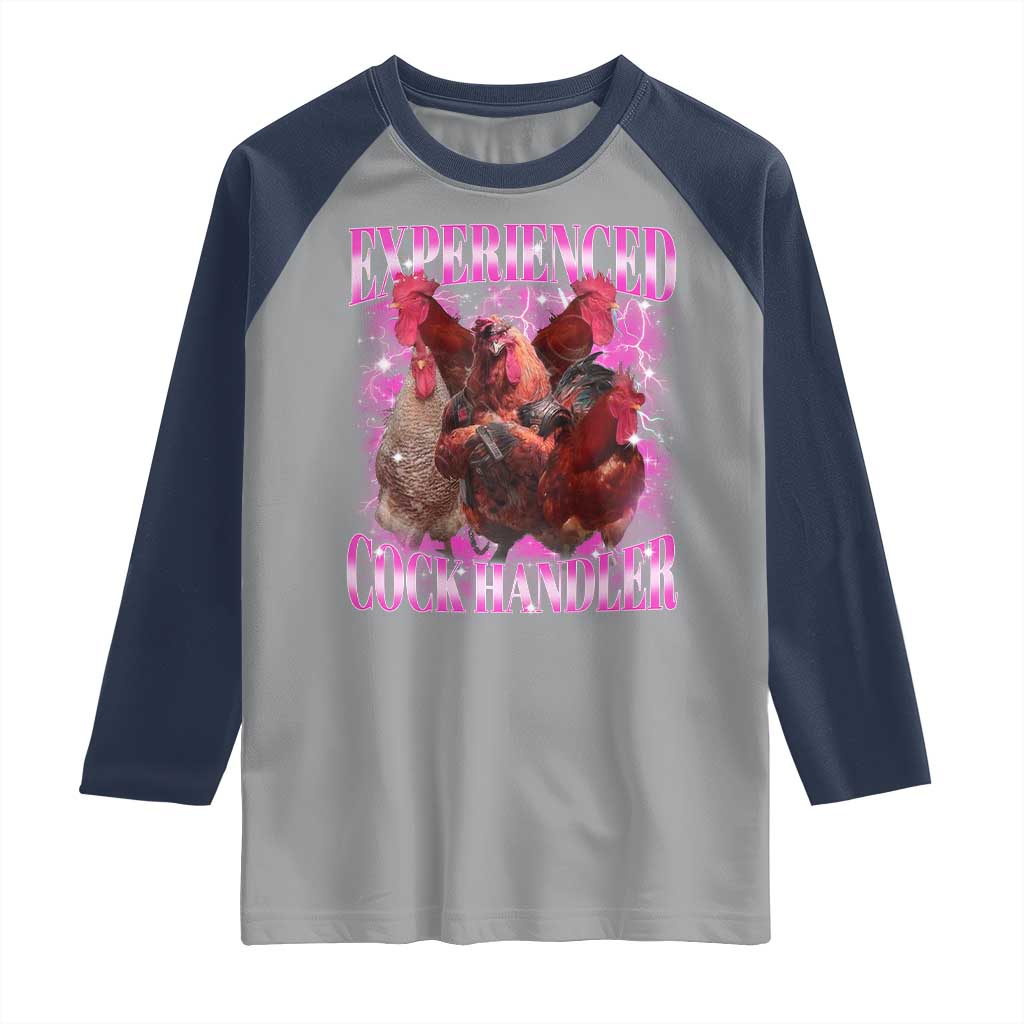 Embarrassing Adult Humor Experienced Cock Handler Inappropriate Raglan Shirt - Wonder Print Shop
