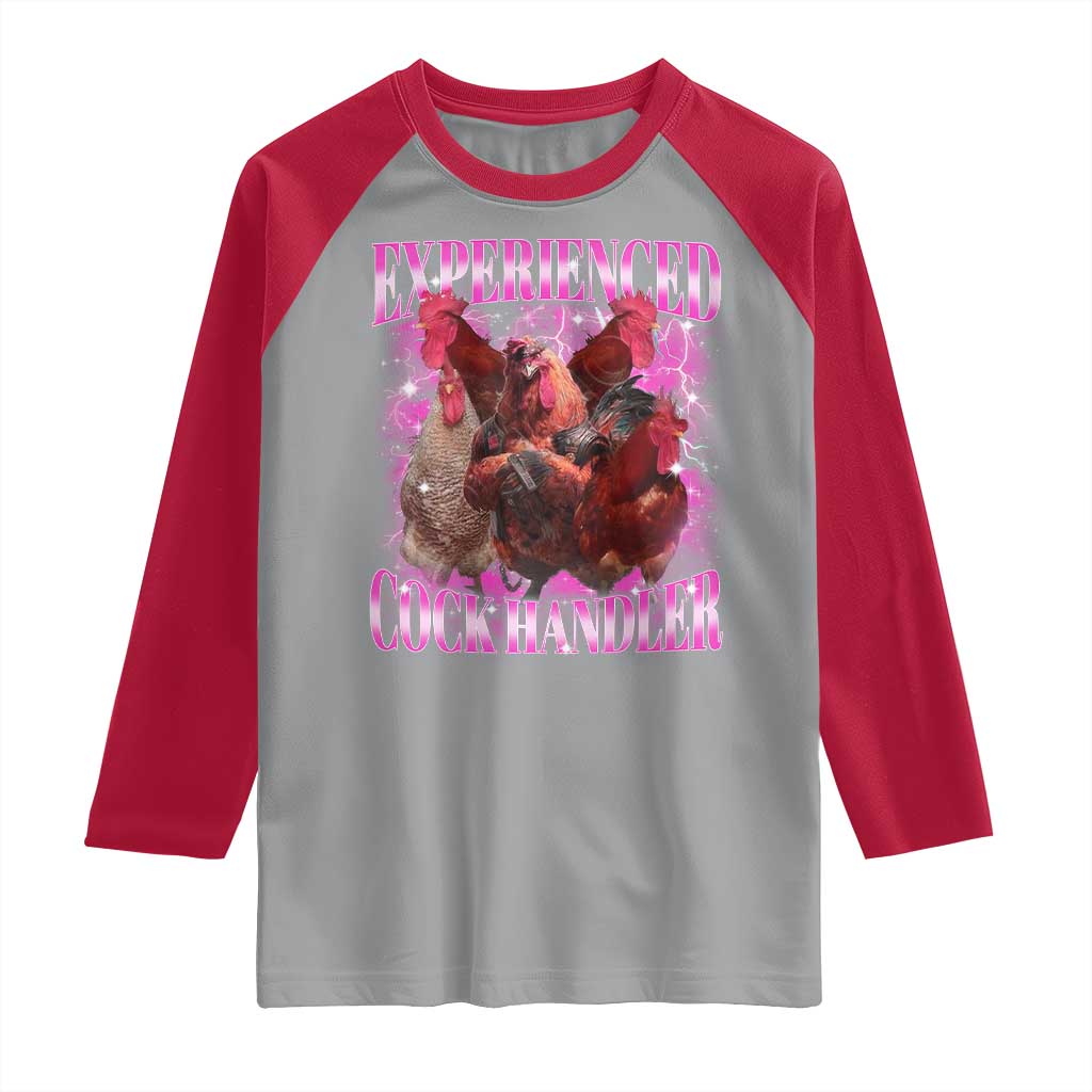 Embarrassing Adult Humor Experienced Cock Handler Inappropriate Raglan Shirt - Wonder Print Shop