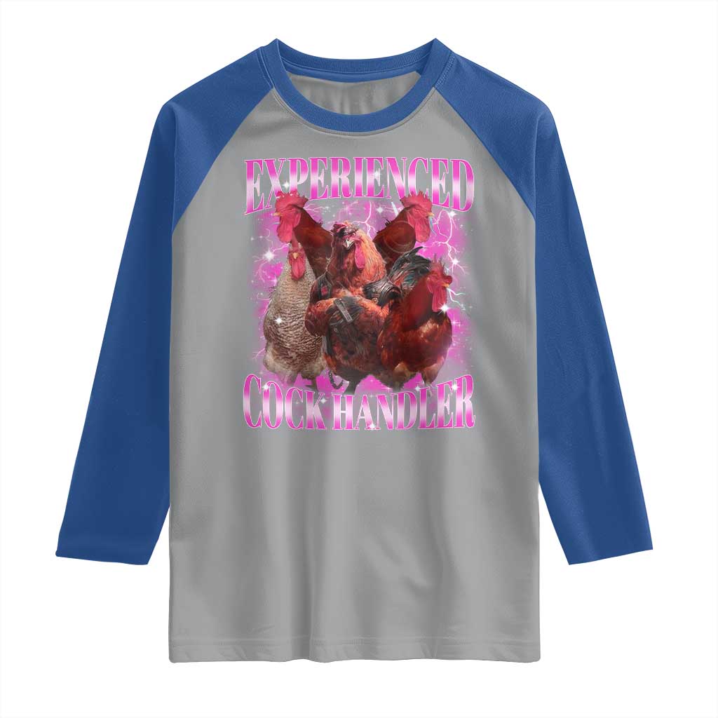Embarrassing Adult Humor Experienced Cock Handler Inappropriate Raglan Shirt - Wonder Print Shop