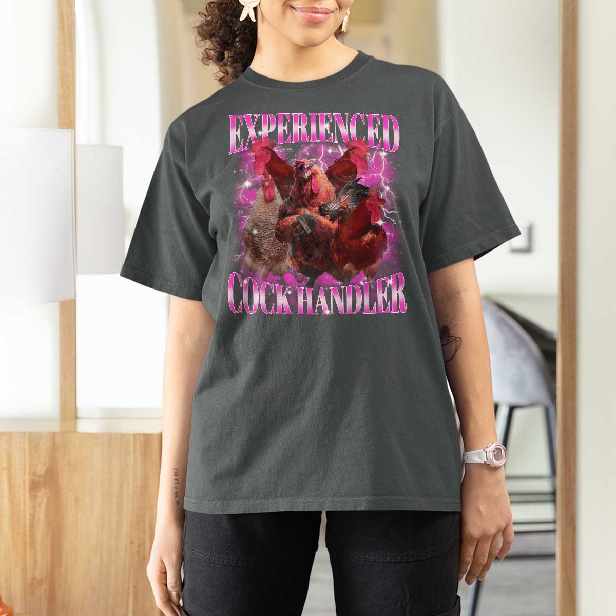 Embarrassing Adult Humor Experienced Cock Handler Inappropriate T Shirt For Women - Wonder Print Shop