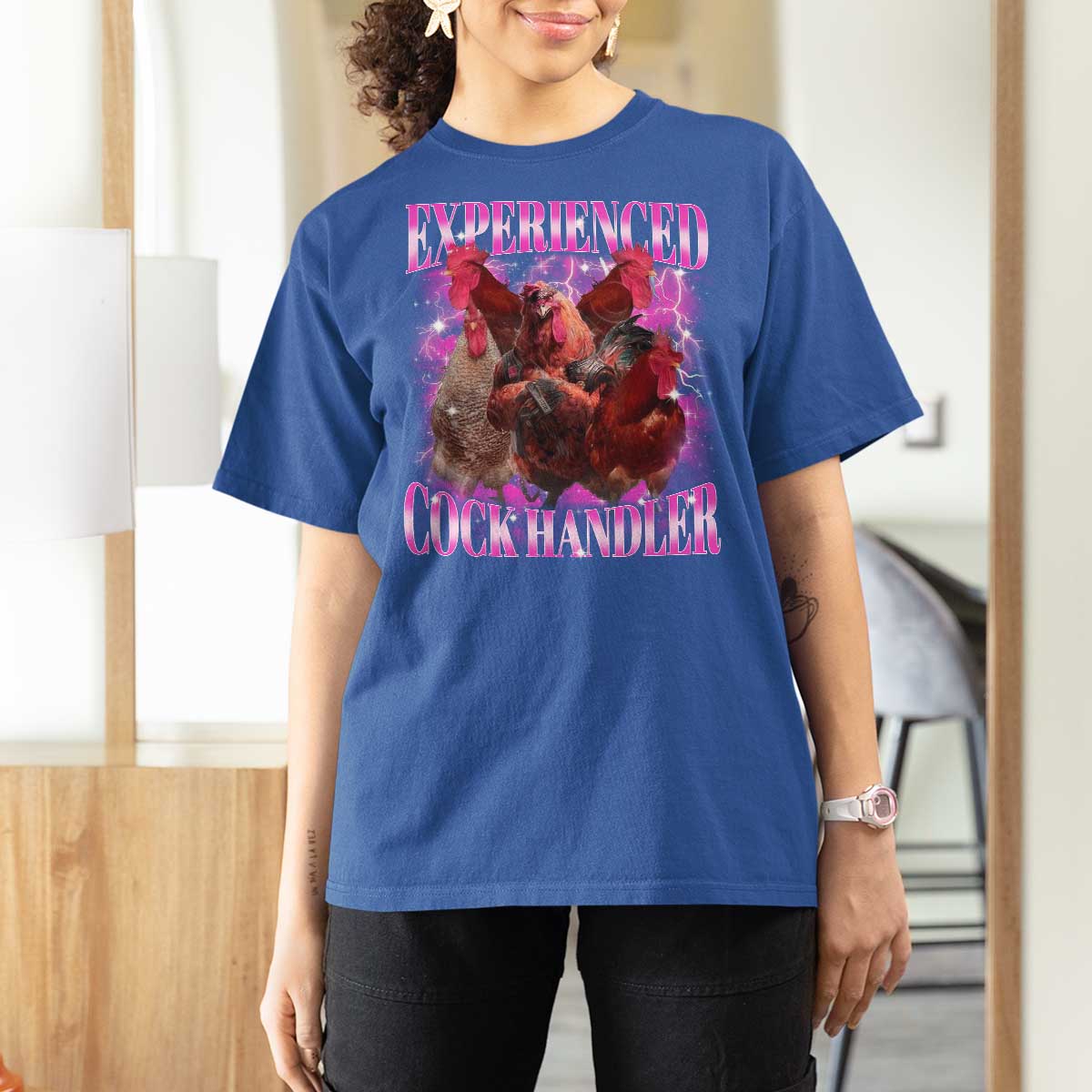 Embarrassing Adult Humor Experienced Cock Handler Inappropriate T Shirt For Women - Wonder Print Shop