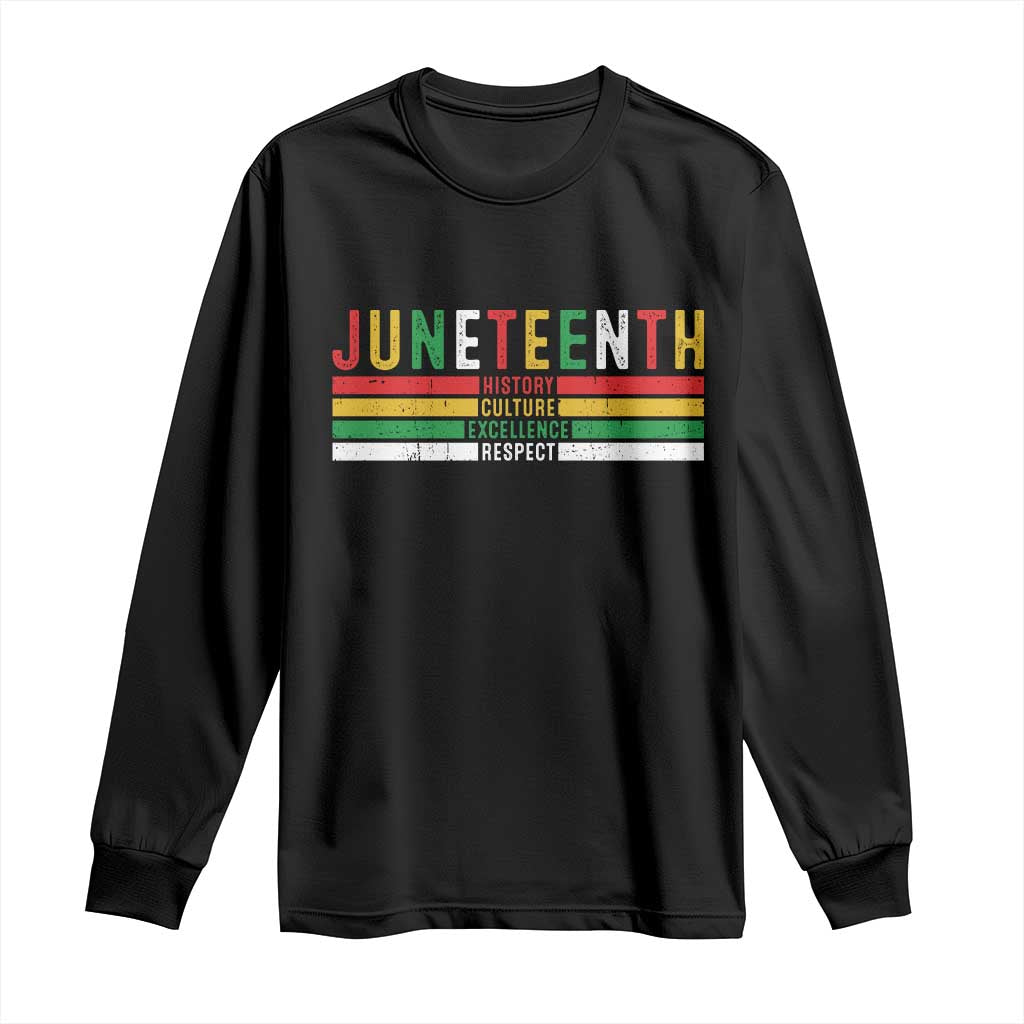 Juneteenth Long Sleeve Shirt Black History Culture Excellence Respect Retro Vintage