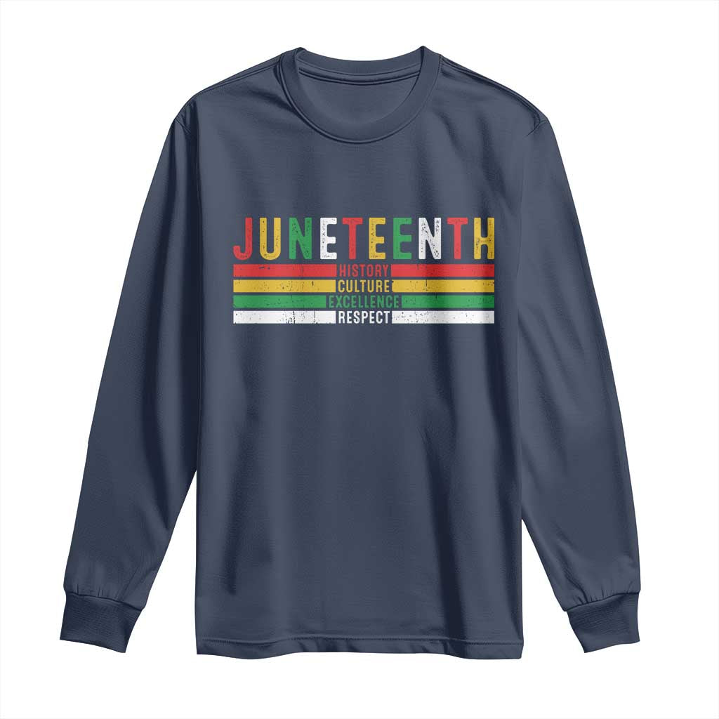 Juneteenth Long Sleeve Shirt Black History Culture Excellence Respect Retro Vintage