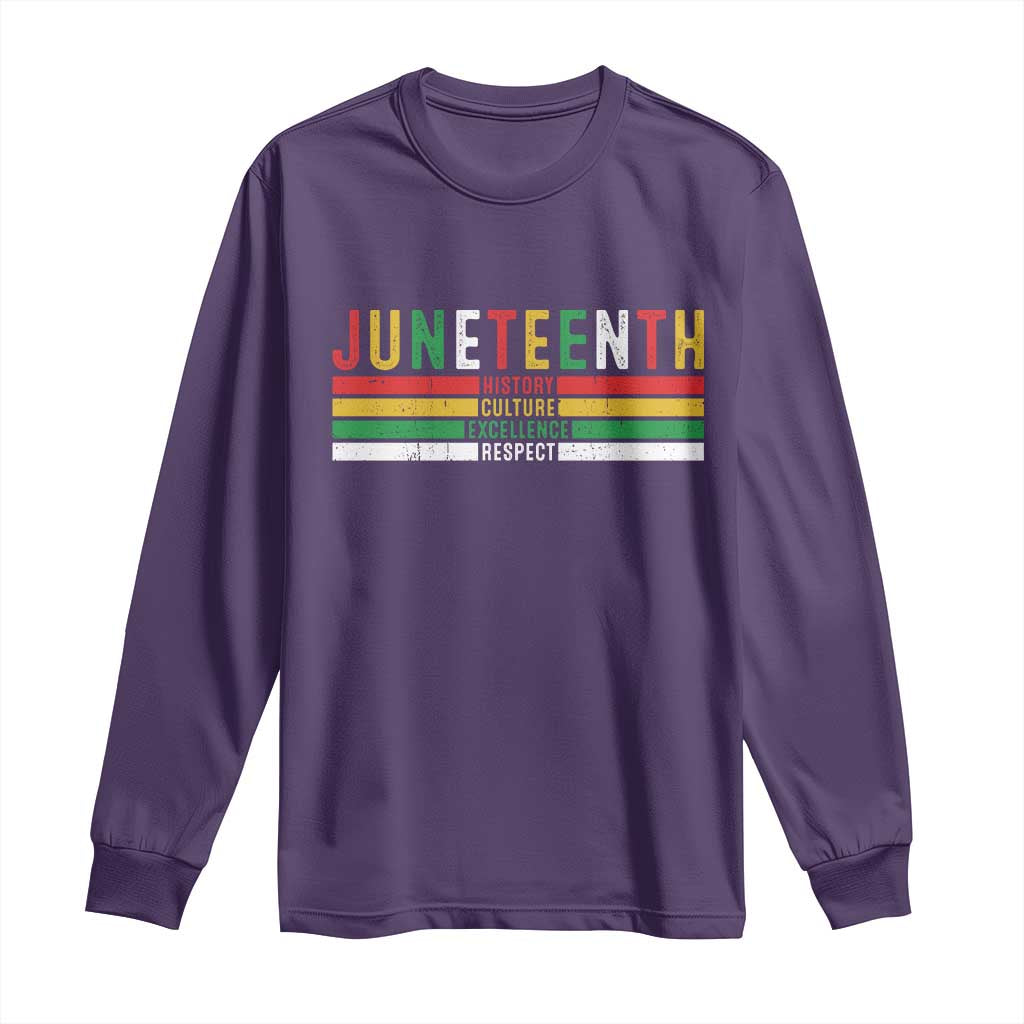 Juneteenth Long Sleeve Shirt Black History Culture Excellence Respect Retro Vintage