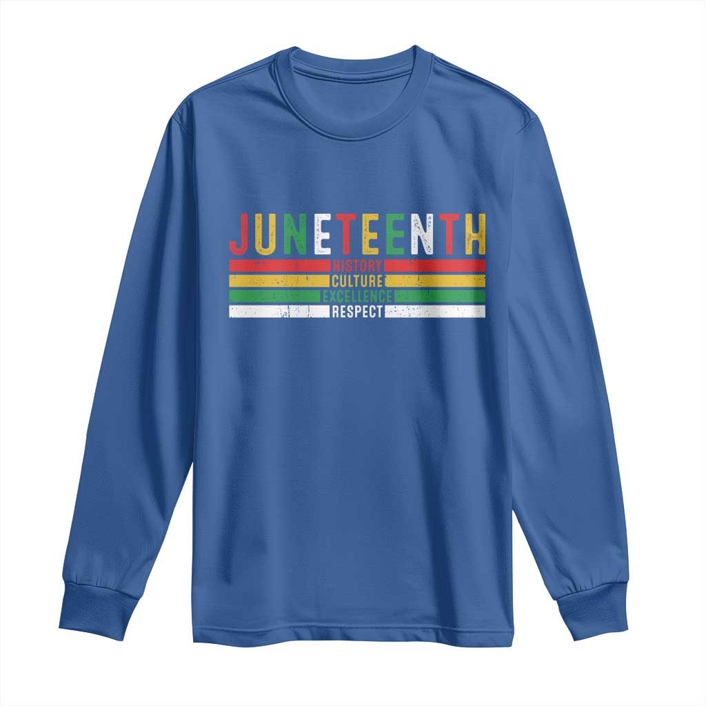Juneteenth Long Sleeve Shirt Black History Culture Excellence Respect Retro Vintage