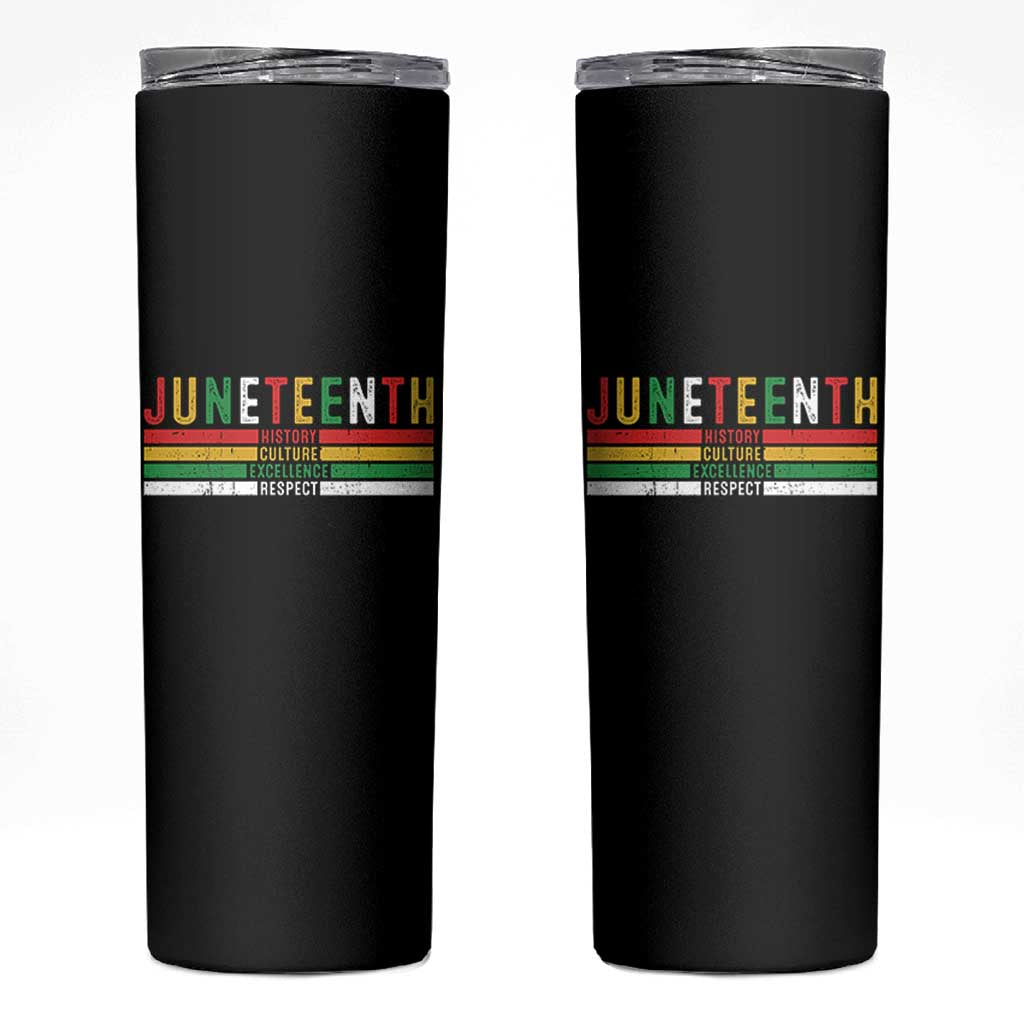 Juneteenth Skinny Tumbler Black History Culture Excellence Respect Retro Vintage