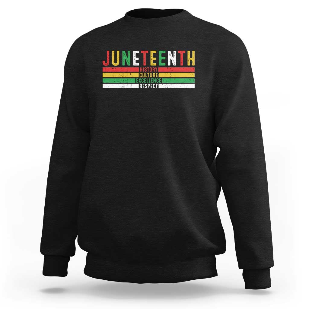 Juneteenth Sweatshirt Black History Culture Excellence Respect Retro Vintage