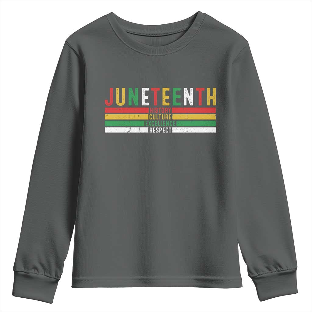 Juneteenth Youth Sweatshirt Black History Culture Excellence Respect Retro Vintage